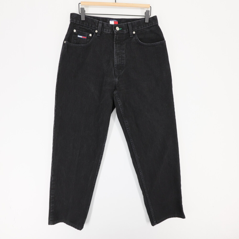 Vintage Tommy Hilfiger Freedom Jeans Mens 32x32 (31x29) Black Tapered Denim 90s